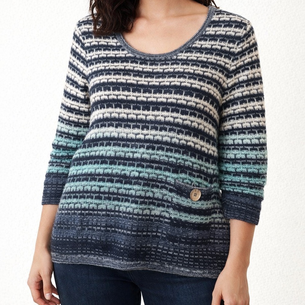 JM Collection Striped Knit Crewneck Sweater